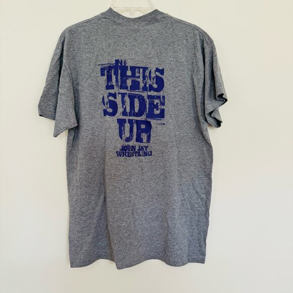 Jerzees Heavyweight Mens Wrestling Cotton Gray Purple Tee Shirt Size Large - Picture 4 of 6